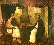 Francisco de Zurbaran st. bruno in conversation with pope urban Spain oil painting artist